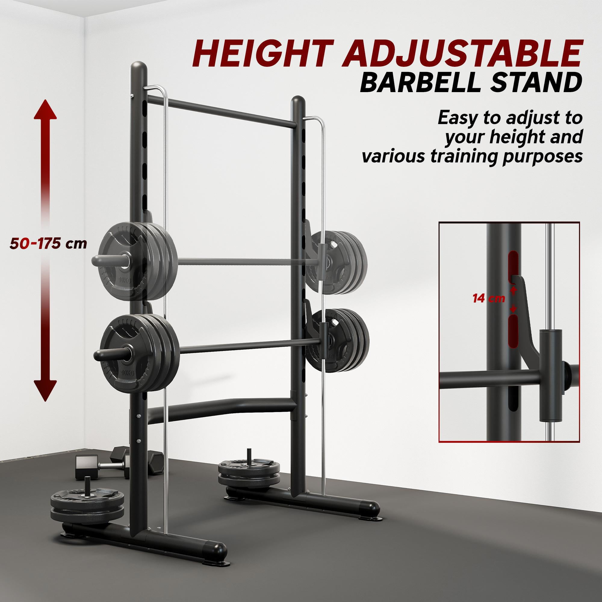 Demi Bonn Multi-Function Squat Rack with Pull Up Bar & Barbell Bar - Adjustable Bench Press Half Rack for Weight Lifting ,Black