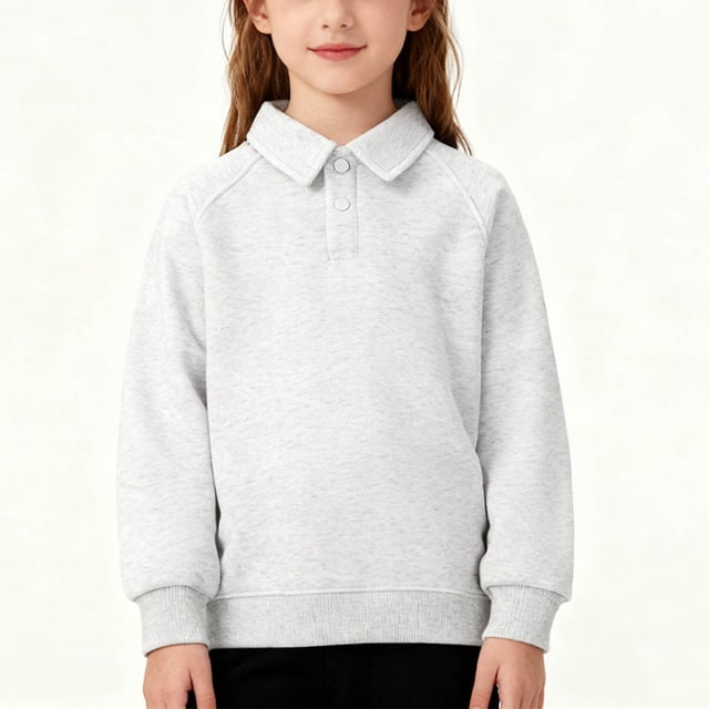 Sudaderas sin capucha Ropa para niños Camisas de colores sólidos para niños y niñas Sudaderas con solapa Sudaderas con hombros al descubierto Tops de primavera para niños Camiseta de algodón para niña