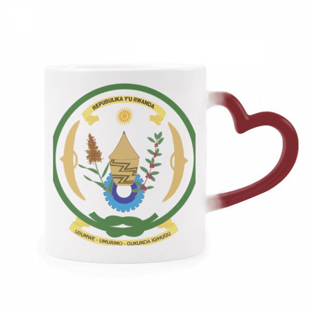 

Rwanda Africa National Emblem Heat Sensitive Mug Red Color Changing Stoneware Cup