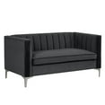 thumbnail image 6 of Morden Fort Contemporary Living Room Set Velvet Upholstered Accent Chair Loveseat Black, 6 of 8