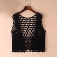 thumbnail image 2 of Yubnlvae Boho Crochet Hollow Out Vest - Summer Lace Cover-Up Top - Vintage Crewneck Beachwear for Layering (One Size) (Black | One Size), 2 of 3