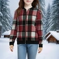 thumbnail image 2 of DxhmoneyHX Shackets for Girls Fashion Casual Zip Up Wool Blend Plaid Jackets Long Sleeve Bomber Jacket Outwear Coat Fall Clothes, 2 of 4