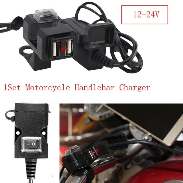 XWSHYW Accesorios para Motocicletas Cargador Usb para Manillar de Motocicleta 12 V con Toma y Soportes
