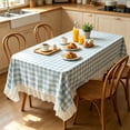 thumbnail image 5 of Dongrere Light Blue White Plaid Ruffled Table Cloth, Rectangle Tablecloth, Table Cover for Dining Room Kitchen Decor, 78.7x59 Inch, 5 of 6