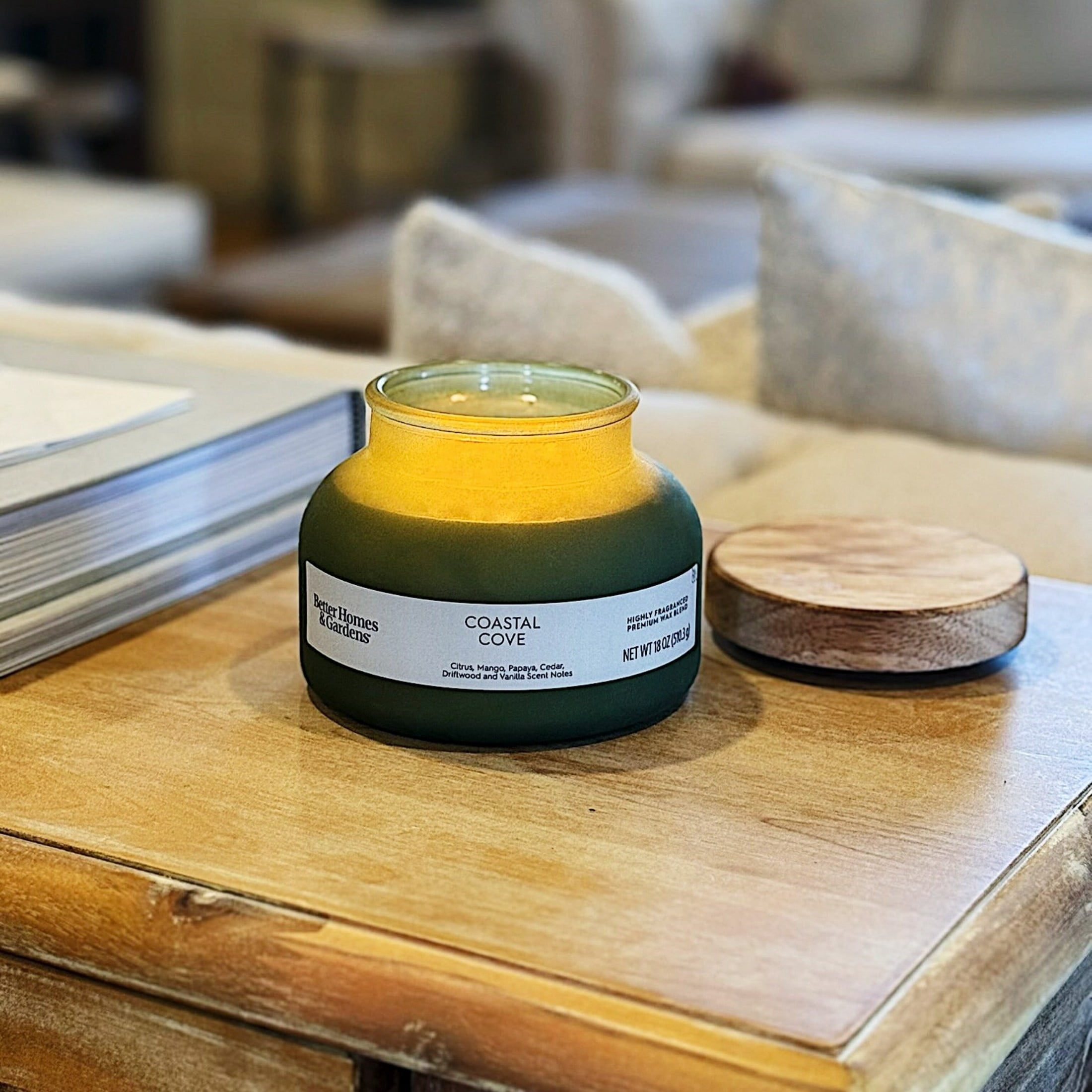 (4 pack) Better Homes and Gardens Coastal Cove Scented 2-Wick Frosted Jar Candle 18oz.