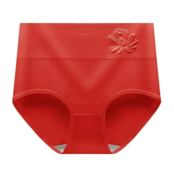 uublik Panties for Women Red Full Coverage No Show High Waisted Seamless Ladies Panties