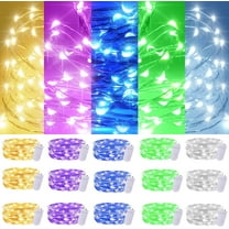 Battery Operated Fairy String Lights,15 Packs 20 LEDs 6.6FT Silver Copper Wire Starry String Light for DIY Bottle Jars Costume Wedding Party Easter Table Decorations (5 Colors)