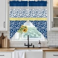 thumbnail image 2 of Blue Yellow Kitchen Window Curtains, Swag Curtains Valance for Bedroom Living Room Bathroom, Botanical Floral Motifs Wildflower Striped Rod Pocket Window Curtain Block Drapes 2 Panels 36"x45", 2 of 6
