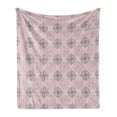 thumbnail image 1 of Compass Soft Flannel Fleece Throw Blanket, Continuous Pattern with Windroses and Circular Shapes, Cozy Plush for Indoor and Outdoor Use, 60" x 80", Pale Mauve Pale Pink, by Ambesonne, 1 of 6