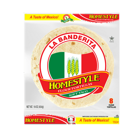 La Banderita Homestyle Soft Taco Flour Tortillas, 16.4 oz, 8 Count