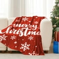 thumbnail image 1 of Christmas Snowflake Print Flannel Blanket | Double-Sided Red Holiday Throw with "Merry Christmas" Design | Soft & Warm for Bed, Sofa, Office | Festive Home Decor & Gift, 1 of 6