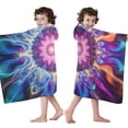 thumbnail image 4 of Colorful Tie Dye Flame Flower Pattern Hooded Bath Towel，50"x30" for Ages 3 To 12 Kids, Quick Dry Lightweight Soft Microfiber Hood Beach Towel Cover Up for Kids, 4 of 7