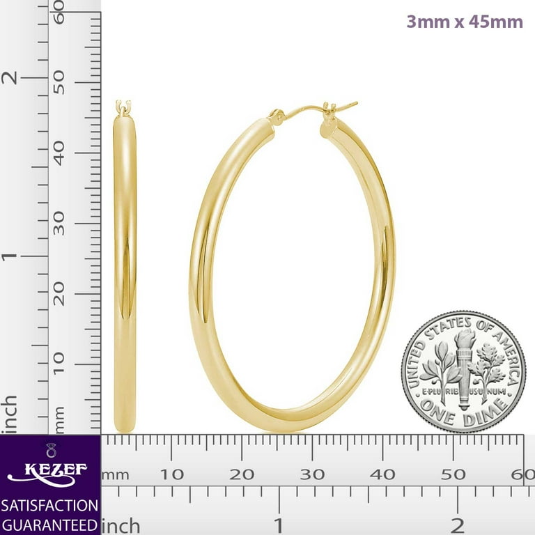 Hoop Earrings 3mm x 25mm 14k Yellow Gold-plated Sterling Silver Hoop Earrings 3mm x 25mm 14k Yellow Gold-plated Sterling Silver