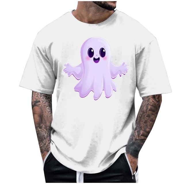 Blusas y camisas de manga corta y cuello redondo para hombre. Blusas/camisetas de manga corta con cuello redondo y estampado de Halloween para hombre. Blusa para hombre.