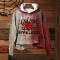 thumbnail image 2 of Men Fall Winter Halloween Hoodie Bloodstain Print Elastic Cuff Retro 3D Letter Pattern Thick Gradient Color Hooded Loose Keep Warm Mid Length Sport Top, 2 of 8