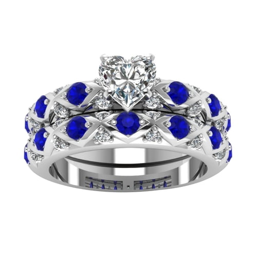 Skymirror Luxury Women Cubic Zirconia Heart Rhombus Ring Wedding Engagement Jewelry Gift