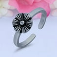 thumbnail image 3 of 7mm Flower Toe Band Ring 925 Sterling Silver Thin Adjustable Stylish Rings For Women, 3 of 5
