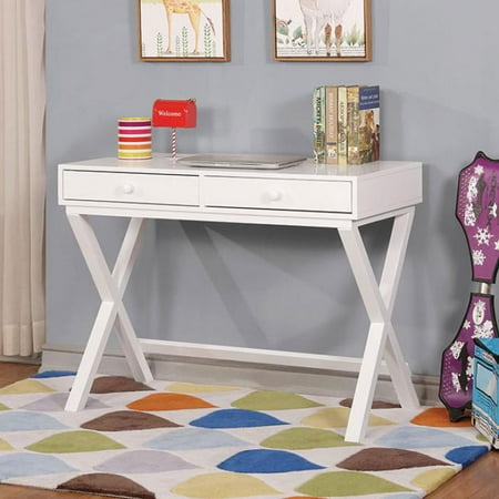 2 Drawers Wooden Computer Desk With Trestle Base White 2 Drawers Wooden Computer Desk With