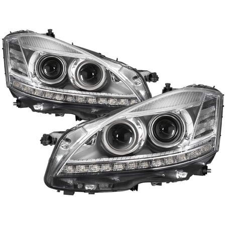 For 07-09 Mercedes Benz S65 AMG W221 (w/ HID Only) TD DRL LED Projector Headlights (Chrome) TD-PRO-JH-MBW22107-HID-C
