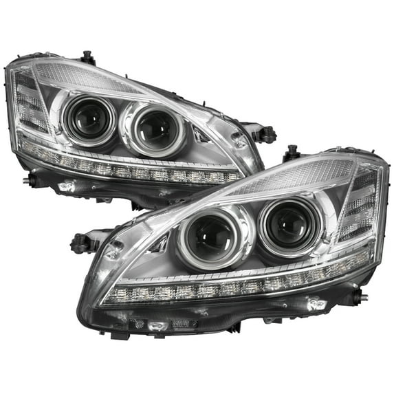For 07-09 Mercedes Benz S65 AMG W221 (w/ HID Only) TD DRL LED Projector Headlights (Chrome) TD-PRO-JH-MBW22107-HID-C