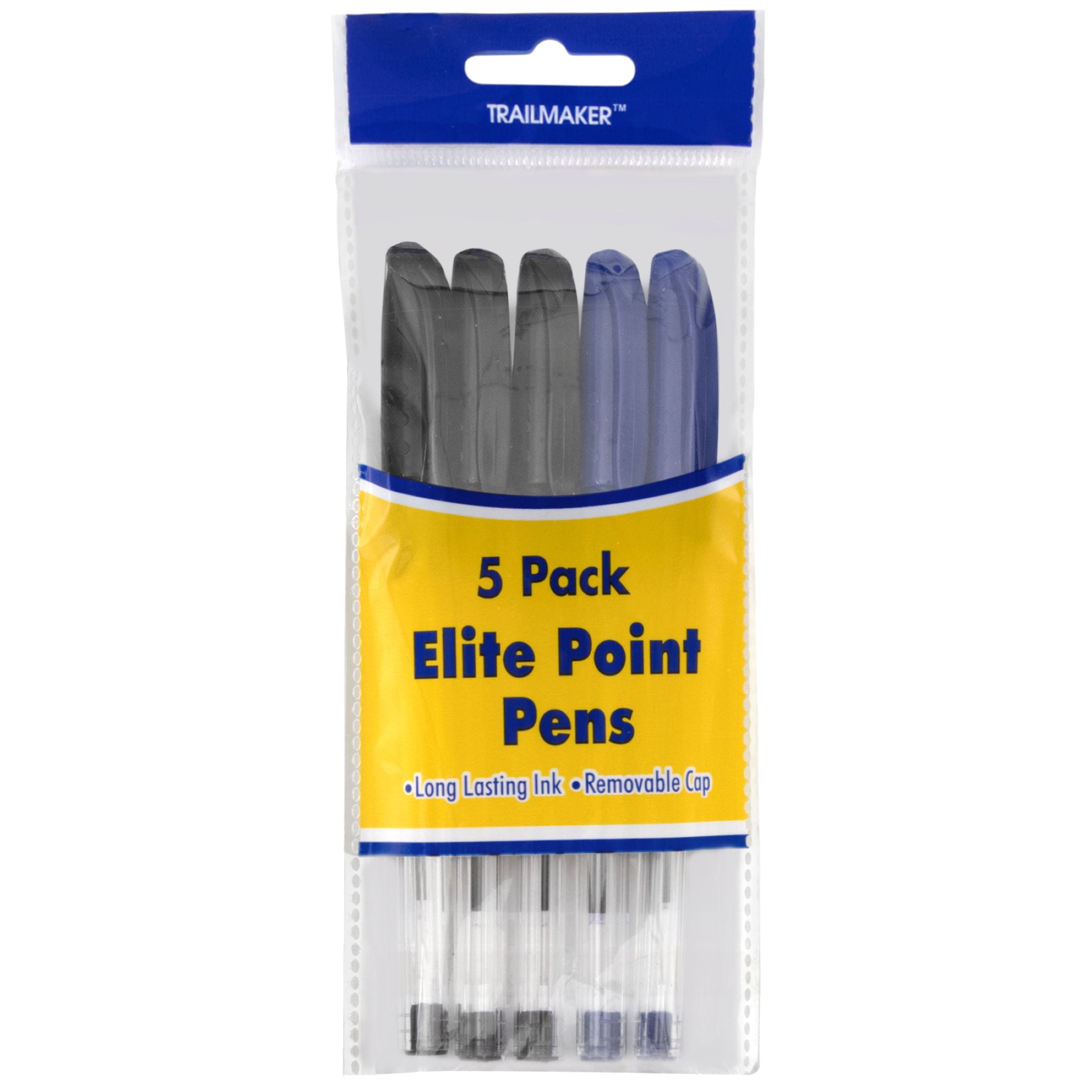 100 Pack Ballpoint Pens with Grip, Premium Flow 5 Pens per Pack - Black Blue Ink for Office, Notetaking, Writing – 500 Ballpoint Grip Pens Total