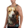 thumbnail image 2 of Lsque Vintage Colorful Flower Puppy Pattern Mens Tank Tops Muscle Athletic Quick Dry Sleeveless Workout Fitness T Shirts Beach Tank Top, Loose-fit Sleeveless Shirt for Men-3X-Large, 2 of 7