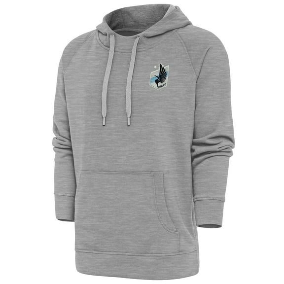 Men's Antigua Heather Gray Minnesota United FC Logo Victory Pullover Hoodie