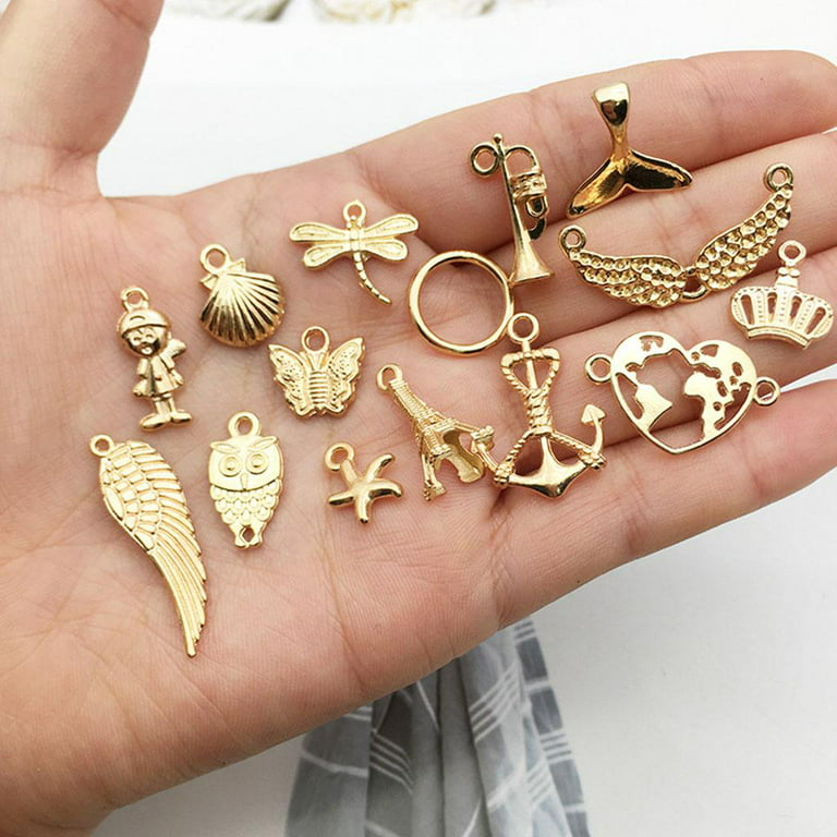 Crweety 460pcs Charms for Jewelry Making, Assorted Wholesale Mixed Color Plated Bracelet Charms, Pendants Earring Charms for Bracelets Necklace