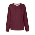 thumbnail image 4 of tarylea Sweatshirt for Women V Neck Long Sleeve Pullover Solid Color Loose Tops Casual Fall Basic Workout Dailywear Tops, 4 of 5