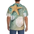 thumbnail image 3 of Fotbe Starfish And Seashell Camisa Estampada de Manga Corta para Hombre, Casual de Verano, Estilo Playero, Sin Arrugas-XX-Large, 3 of 5