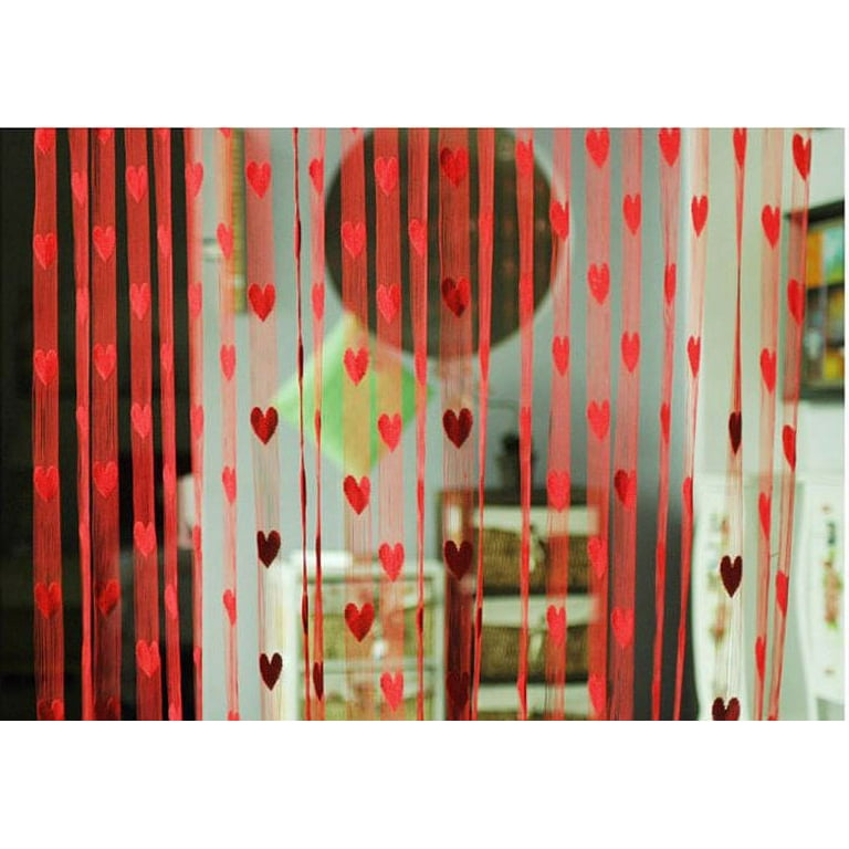 Vikakiooze Red Romantic Heart Shaped Curtain,Love Heart