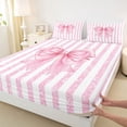 thumbnail image 4 of Erosebridal Pink Bows Bed Sheets For Girls,Dreamy Princess Bowknot Minimalist Geometric Lines King Sheets 4pcs, 4 of 6