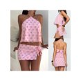 thumbnail image 2 of LMLYSoH Women's Summer Flower Set Summer Fashionable Sequin Sleeveless Halter Neck Crop Tops with Mini Skirt 2 Piece Outfit, 2 of 9