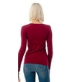 thumbnail image 2 of Simply Fashion Basic V Neck Long Sleeve T-Shirts - Stretch Cotton SpandexD.RED,LARGE, 2 of 5