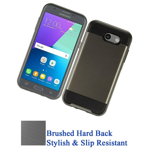 For Samsung Galaxy J3 17 Emerge J327 J3 Prime Case Phone Case Hybrid Brushed Hard Back Slip Dent Guard Slim Shock Bumper Cover Black Walmart Com Walmart Com