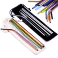 thumbnail image 3 of 15 Pcs Metal Straw Set, Reusable Straws 8.5" 10.5" Stainless Steel Straws for Tumblers 20oz-32oz, Rainbow Drinking Straws with Silicone Tips, 2 Straw Cleaner Brush, 1 Travel Case, 3 of 13