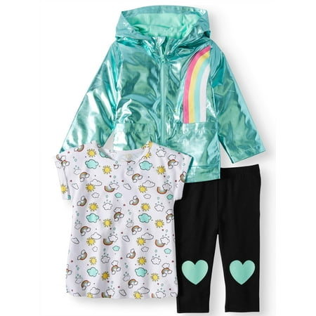 Wonder Nation T-Shirt, Legging & Windbreaker, 3pc Outfit Set (Toddler Girls)