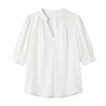 thumbnail image 6 of Womens Tops Short Sleeve V-Neck Button Summer Pullover Solid T-Shirt White XXL, 6 of 6