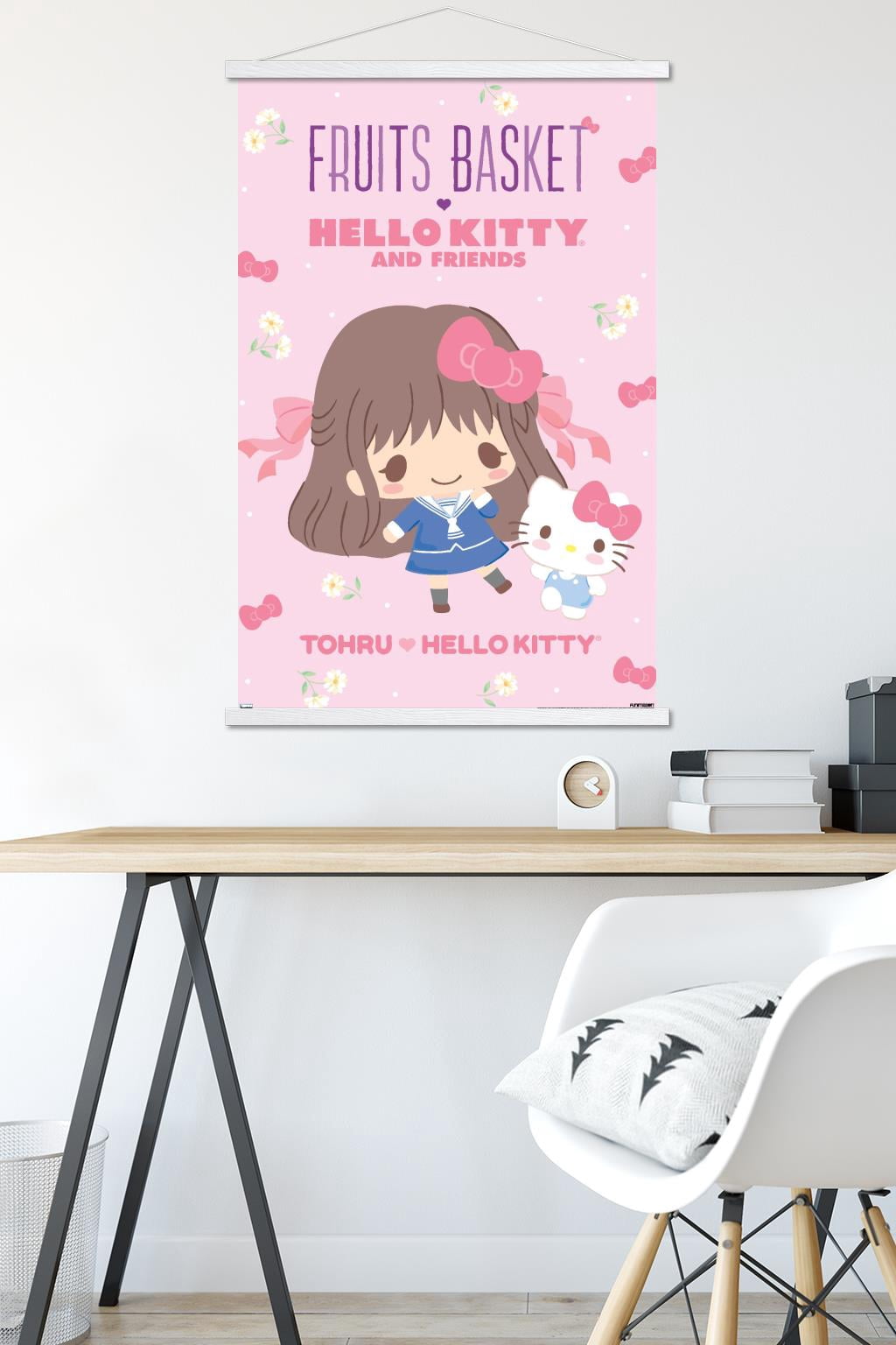 Fruits Basket x Hello Kitty and Friends - Tohru and Hello Kitty Wall Poster with Magnetic Frame, 22.375" x 34"