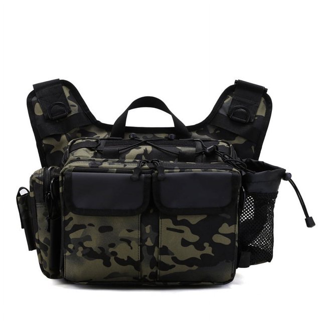 Fishing Lure Chest Bag Sling Backpack - Men's Tactical Chest Pack - Waterproof Large Capacity Fishing Gear Backpack (CP)