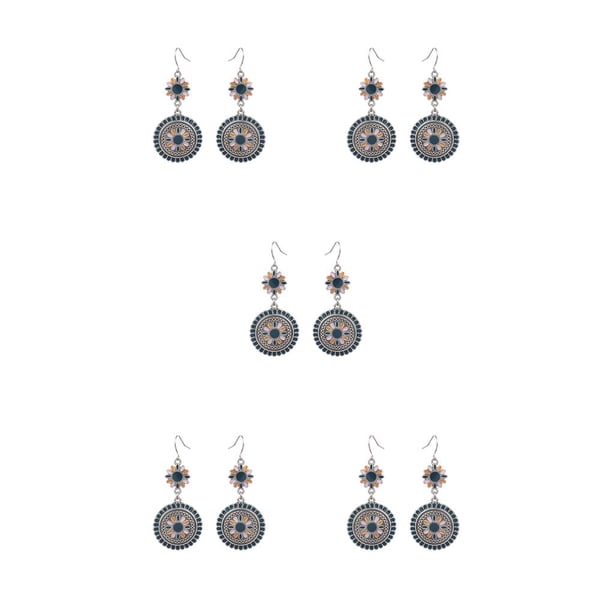Qarigey 1 par de pendientes coloridos exquisitos pendientes de aro colgantes de cuentas bohemias regalos del Día de San Valentín accesorios seiscientos siete 5Conjunto