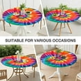 thumbnail image 7 of Colorful Rainbow Tie Dye Spiral Pattern Round Fitted Tablecloth with Elastic Edge,Dining Table Cover Waterproof,Outdoor Round Tablecloth for Camping,Dining,Indoor and Outdoor, 7 of 7