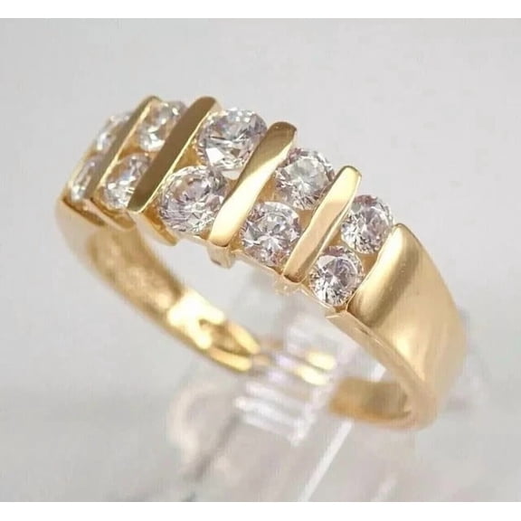 ORLOV DIAMONDS 14K Yellow Gold Plated 2Ct Round Cut Moissanite Woman Wedding Band Ring