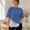 Blue, variant on Lace Hem T-Shirt for Women, Moderately Stretchy Cotton Blend Crewneck Top with Drop Shoulders and Relaxed Asymmetrical Cut