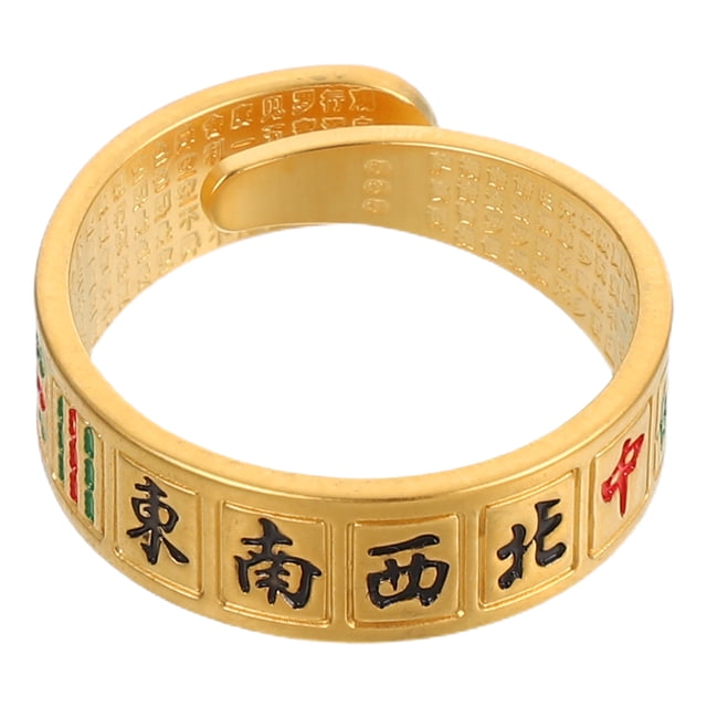 WEUVEB Anillo Mahjong Dorado Para Símbolo De Riqueza Y Tradicional