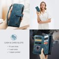 thumbnail image 3 of Wallet Case Compatible with Samsung Galaxy S8 Plus, Multifunctional Magnetic Closure Folio Case, [RFID Blocking] Durable PU Leather Flip Lanyard Strap Wristlet Zipper Card Holder Phone Case, Blue, 3 of 10