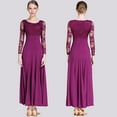 thumbnail image 2 of Women's Ballroom Dance Dress Lace - sleeved, long swing skirt For professional competition, Modern Waltz, Cha Cha, 2 of 7