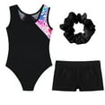 thumbnail image 4 of Alvivi Kids Girls Athletic Dance Leotards Gymnastics Unitard Biketards with Shorts Colorful Heart&Black 6, 4 of 5