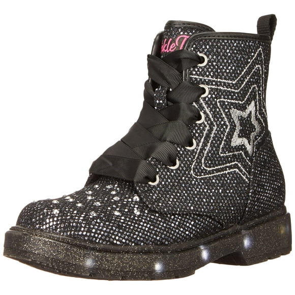 Skechers Kids Girls Twinkle Glitz Sneaker, Black/Silver, 2 Little Kid