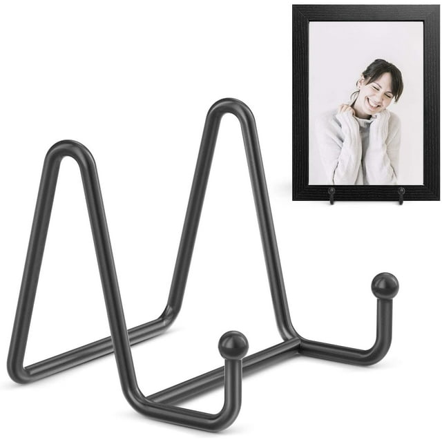 Plate Stands for Display - Plate Holder Display Stand + Metal Frame Holder Stand for Picture, Decorative Plate, Book, Photo Easel (2 Pack)